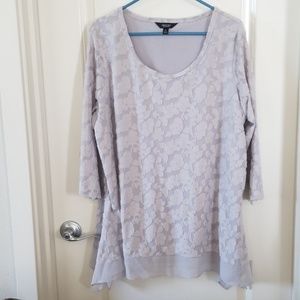 Grey blouse with gauze hem